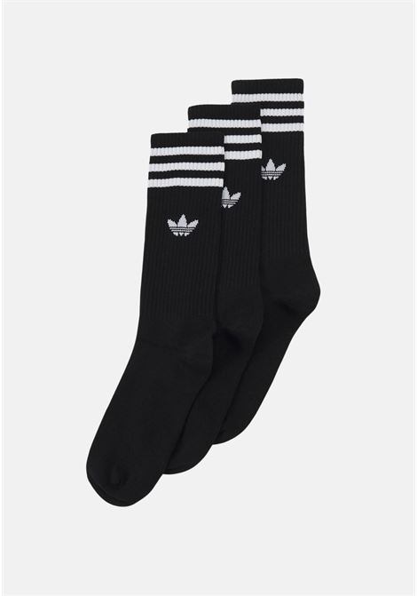 Set of three pairs of black Solid Crew socks for men and women ADIDAS ORIGINALS | IL5015.
